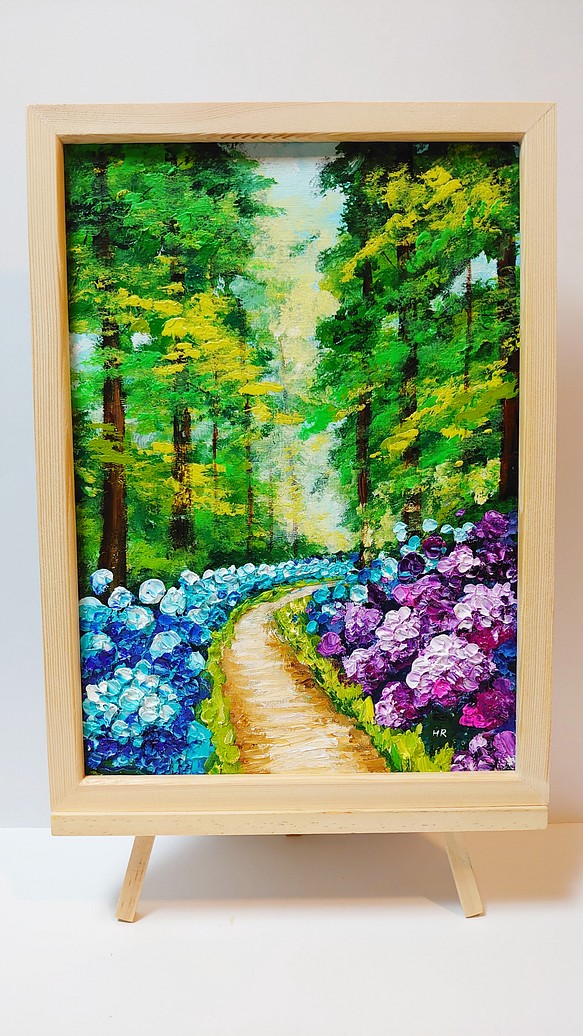 油絵 絵画 紫陽花畑の道 絵画 ＨＲ 通販｜Creema(クリーマ 