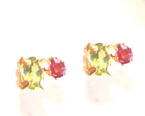 berry & leaf - Peridot & Garnet Earrings k18gp イヤリング