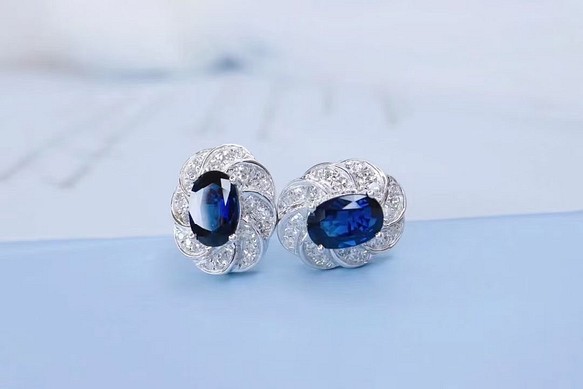 天然 ロイヤル ブルーサファイア ダイヤ ピアス1.2ct k18 ¥ www