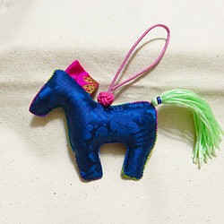 カンセ人形（青）　ポジャギ　馬　ロデオチャーム　バッグチャーム 1枚目の画像