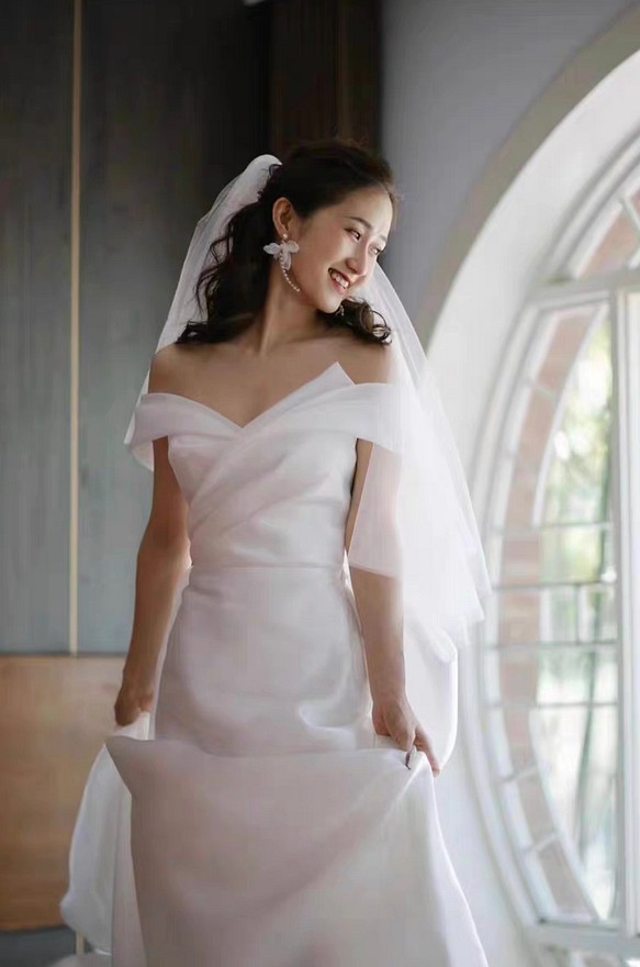 ma594 バックリボン　韓国風　ウェディングドレス