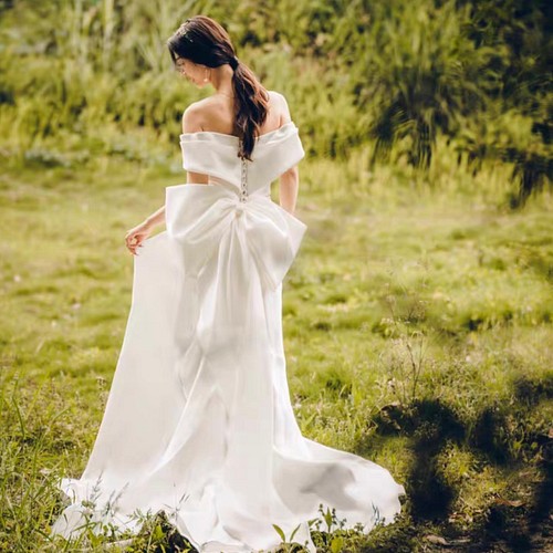 ma594 バックリボン 韓国風 ウェディングドレス ドレス MINLADY BRIDE