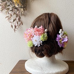 つまみ細工と造花の髪飾りセット【6】 1枚目の画像