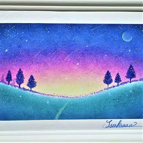 パステルアート プラネタリウムの夜空 ミッド レインボー パステル画原画 絵画 T S Arts 通販 Creema クリーマ ハンドメイド 手作り クラフト作品の販売サイト