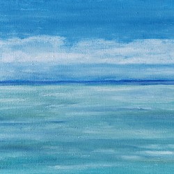静かな海　油絵　F3 1枚目の画像