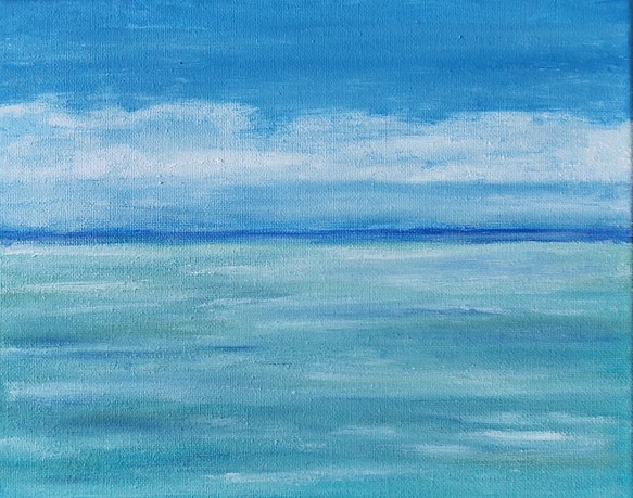 静かな海　油絵　F3 1枚目の画像