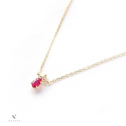 K18 紅寶石和鑽石項鍊 ~Ello Lilas~ 七月生日石 第1張的照片