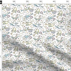 輸入生地 鳥 バード 鳥柄 シノワズリ ハンドメイド素材 生地 布 綿 布地 1枚目の画像