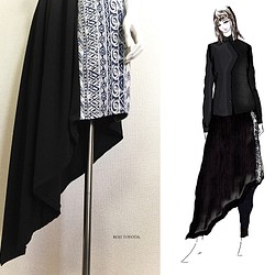 【1点もの・デザイン画付き】アシメトリーゴブラン織り切り替えスカート（KOJI TOYODA） 1枚目の画像