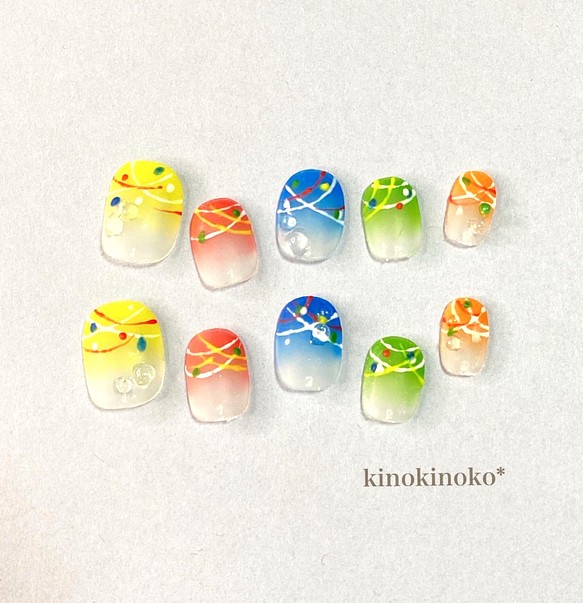 お祭りヨーヨーnail ネイルチップ ネイルシール Kinokinoko 通販 Creema クリーマ ハンドメイド 手作り クラフト作品の販売サイト