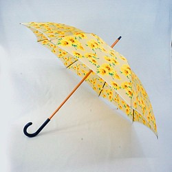 ひまわり 木棒 手開き 雨傘 職人手作り 日本製 レディ−ス 丸安洋傘 