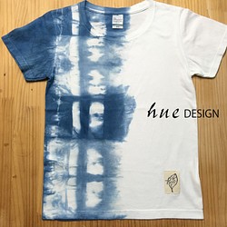 Tシャツ レディース  Mサイズ no.15オリジナル 藍染 絞り 手染めカジュアル プレゼント　藍色 1枚目の画像