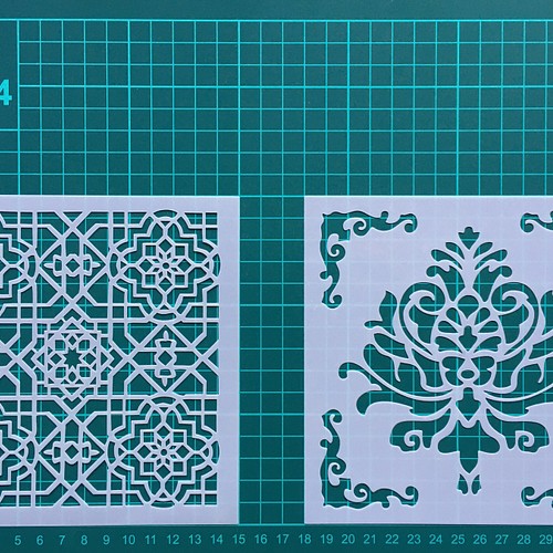 M-14】 ステンシルシート 8枚 セット マンダラ 曼陀羅 幾何学模様 編み
