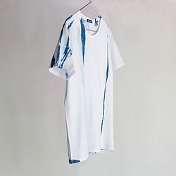 手絞り藍染め Tシャツ  X011 1枚目の画像