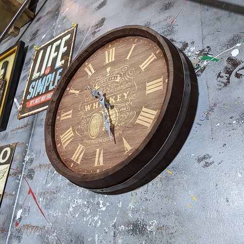 ウイスキー樽 壁掛け時計/ バレル型 ウォールクロック/ アンティーク