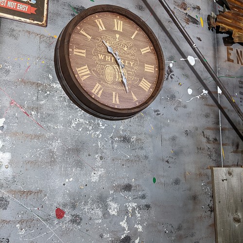 ウイスキー樽 壁掛け時計/ バレル型 ウォールクロック/ アンティーク 