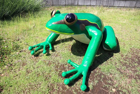 和紙でできた「カエル」の立体作品