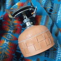 OD 缶カバー250/230サイズ　２段scacchi　 栃木レザー　厚手ナチュラル・糸白 1枚目の画像