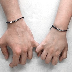 銀方块情侶手鍊 情侶手繩 純銀手繩 銀手鍊 銀管手環 (可刻字) 第1張的照片