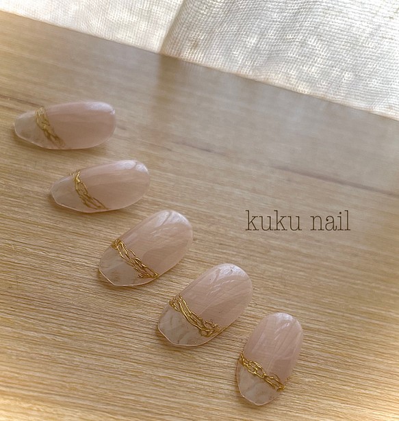 ゴールドアートフレンチ もやもやネイルチップ ネイルチップ ネイルシール Kuku Nail 通販 Creema クリーマ ハンドメイド 手作り クラフト作品の販売サイト