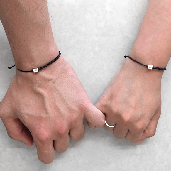黑色情侶幸運手繩|銀手鍊|純銀手鍊|情侶手鍊|銀珠手鍊 (套裝) 第1張的照片