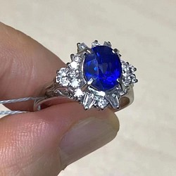 天然 ブルーサファイア ダイヤ リング3.18ct pt900 r 指輪・リング