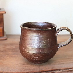 備前焼 コーヒーカップ(大)　ロクロ目　c7-057 1枚目の画像