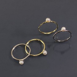 小品系列-簡約小珍珠925銀/黃銅戒 第1張的照片