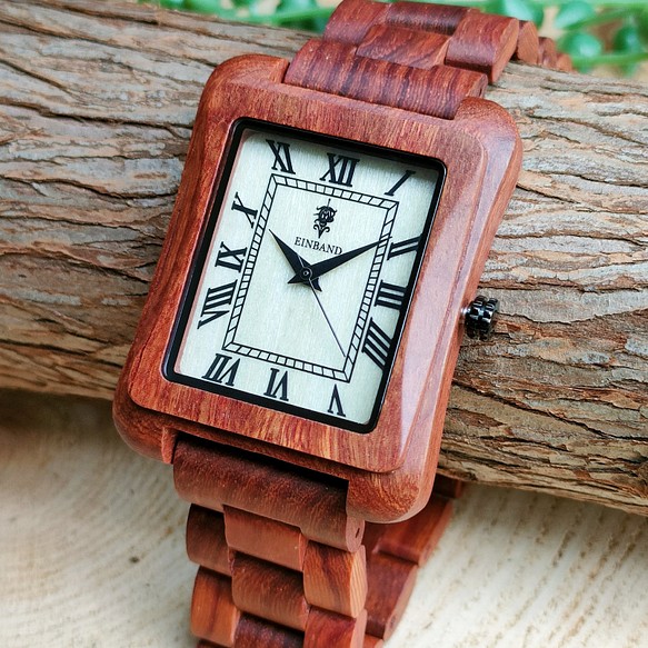 木製腕時計】EINBAND Licht 四角 木の時計 オシャレ アンティーク