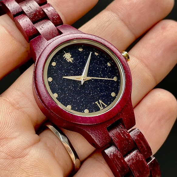 木製腕時計】EINBAND Prima 星 夜空のような文字盤 木の時計 かわいい