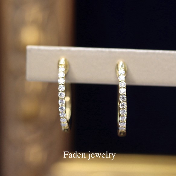 K18YGダイヤモンドピアス D0.10ct ピアス（フープ） Faden jewelry ...