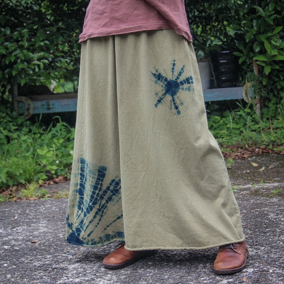 shibori knit skirt ✳︎柳茶色＊ 【受注製作】 1枚目の画像