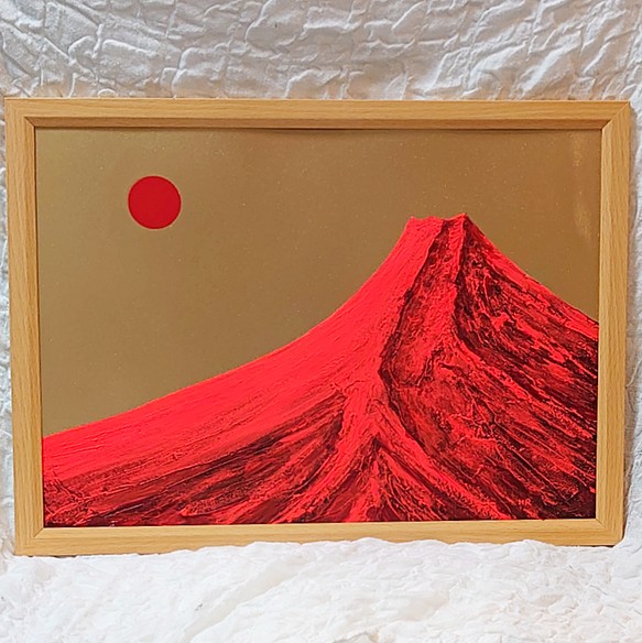 小野知久 油絵 赤富士 - 美術品