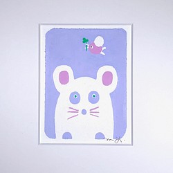 とぼけた動物たち（犬と小鳥） 絵画 絵描き屋ポン 通販｜Creema(クリーマ)