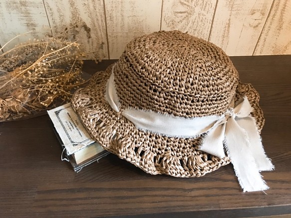 フリンジリボンの麦わら帽子 1枚目の画像