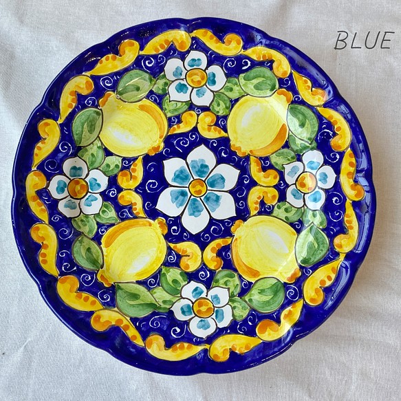 絵皿 26cm GEO017 マヨリカ焼き イタリア陶器 レモン柄 飾り皿 - 皿 