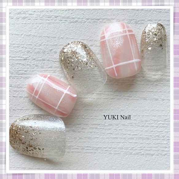 夏のチェック柄ネイル ネイルチップ ネイルシール Yuki Nail 通販 Creema クリーマ ハンドメイド 手作り クラフト作品の販売サイト