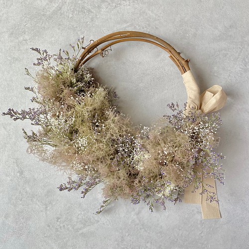 Antique wreath〜スモークツリーとかすみ草のリース○ドライフラワー