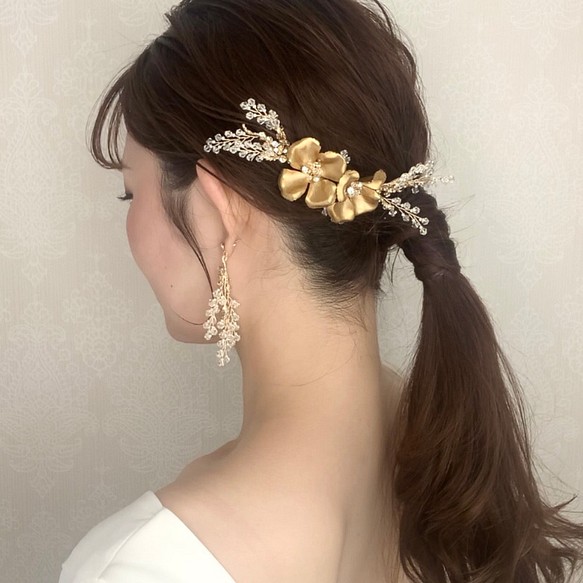 ヘッドドレス ウェディング 小枝 ブライダル ヘアアクセサリー リーフ