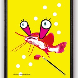 pop　ポスター　A4 　アート　seiで検索　結婚祝い　新築祝い　誕生日　かわいい　魚   ｃ-85 1枚目の画像