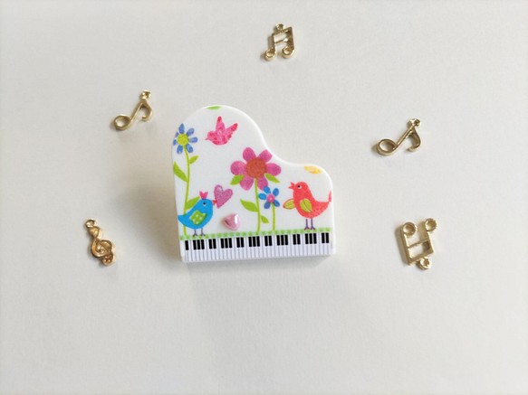 送料無料  小鳥のピアノ型クリップ  ② 1枚目の画像