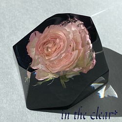 植物標本　ピンク　薔薇　レジン　鉱石型　底黒 1枚目の画像