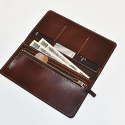 【手縫い】シンプルだけど小銭の出しやすい薄型財布【色指定無料】 1枚目の画像