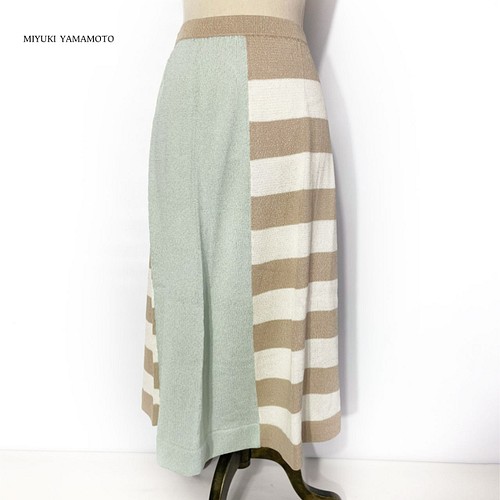 サマーニット✿ミント＆ベージュ ロングスカート 346 MINT BEIGE LONG