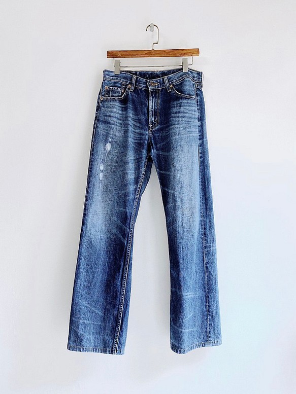 levis / W32 L34 淺藍破壞刷色 古著中腰丹 寧牛仔長褲 vintage 第1張的照片