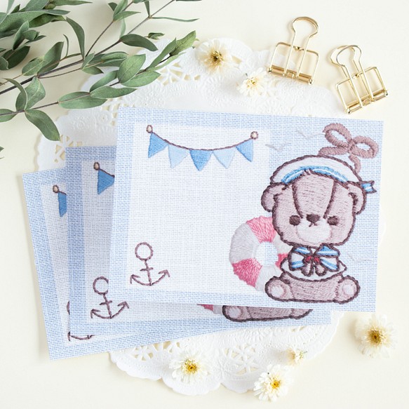 Marine Look Bear マリンルックベア 刺繍イラストメモ 6 30枚入 送料無料 文房具 ステーショナリー あげもち 通販 Creema クリーマ ハンドメイド 手作り クラフト作品の販売サイト