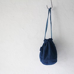 temari /リネン 藍染め 巾着 1枚目の画像