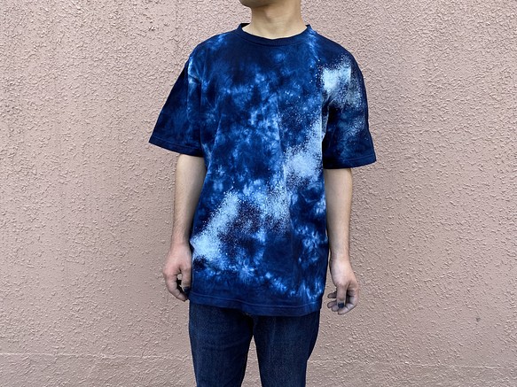 藍染めTシャツ「群青」Lサイズ 男女兼用『一点物』 1枚目の画像