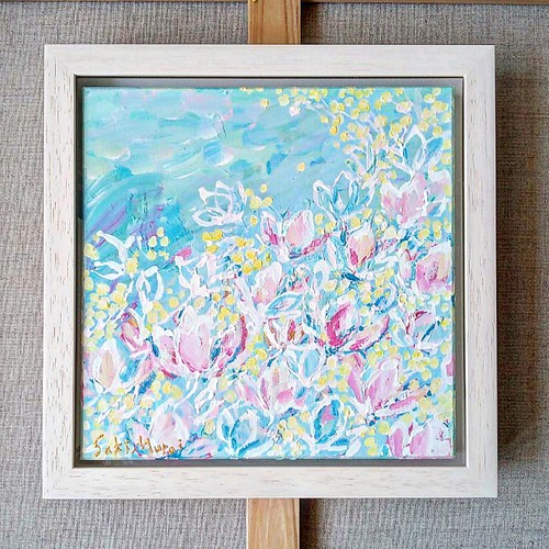 完売 ネモフィラ畑 油絵 油絵 絵画 【ネモフィラお花畑