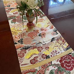 花嫁衣裳の丸帯リメイク　正絹テーブルランナー1537 1枚目の画像